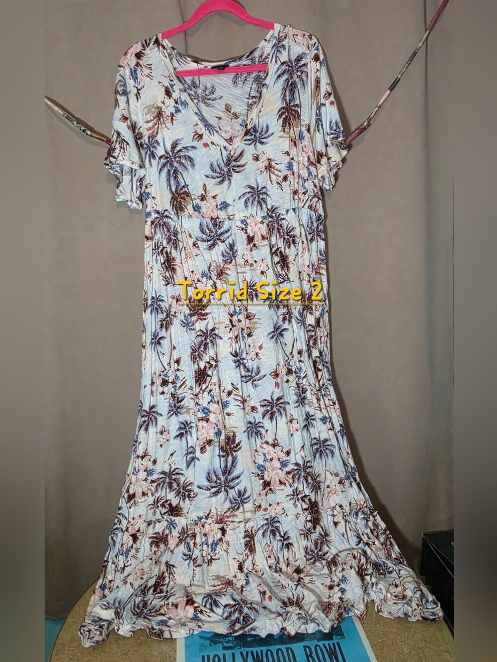 Torrid Tropical Palm Print Slub Babydoll Long Maxi Dress Size 2 - Comfy Cotton!